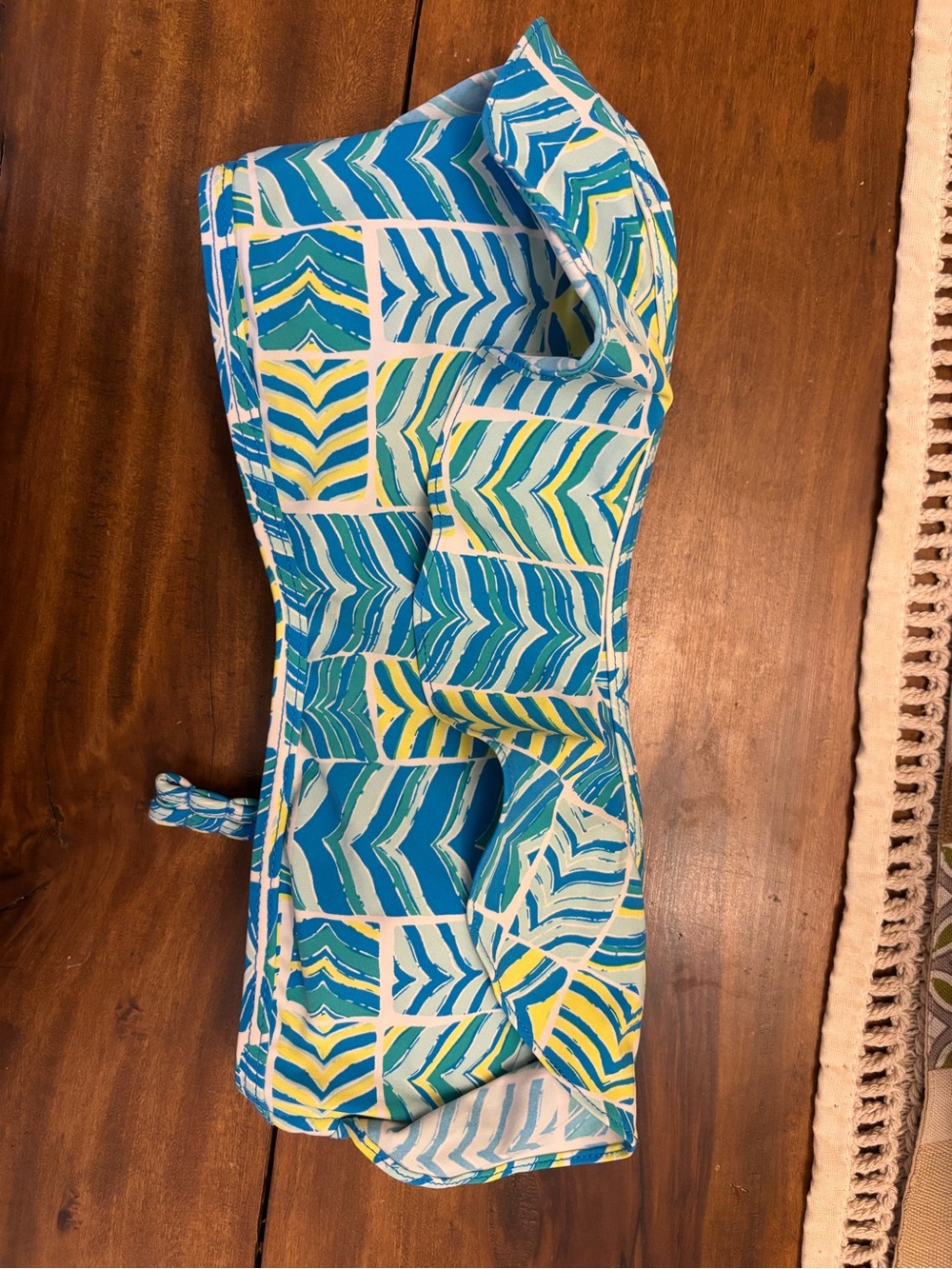 Vineyard Vines Blue, Teal & Yellow Patterned bandeau top